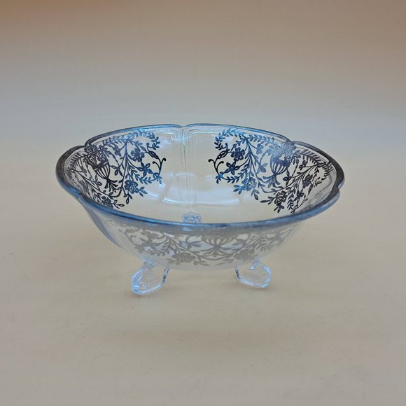 Glass Bowl With Silver Overlay - Picture 1 of 11